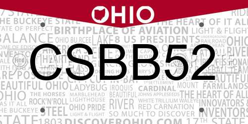 CSBB52 Ohio License Plate
