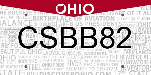 CSBB82 Ohio License Plate