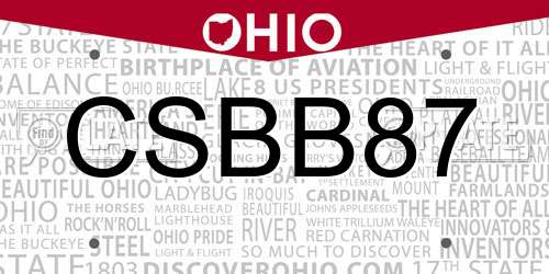 CSBB87 Ohio License Plate