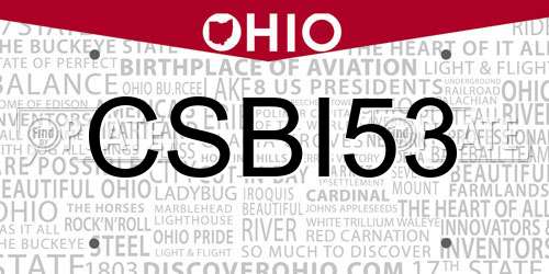 CSBI53 Ohio License Plate