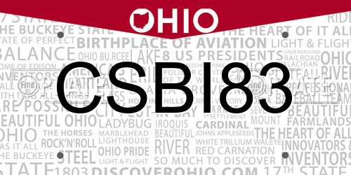 CSBI83 Ohio License Plate