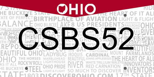 CSBS52 Ohio License Plate