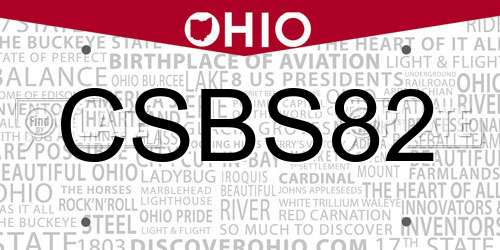 CSBS82 Ohio License Plate