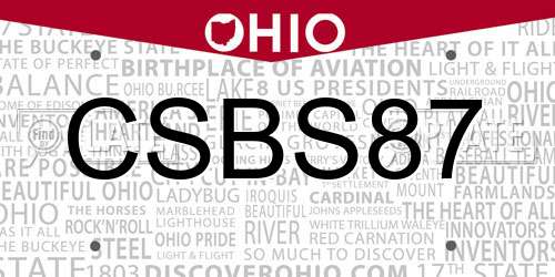 CSBS87 Ohio License Plate