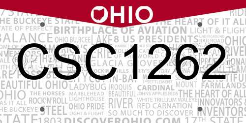 CSC1262 Ohio License Plate