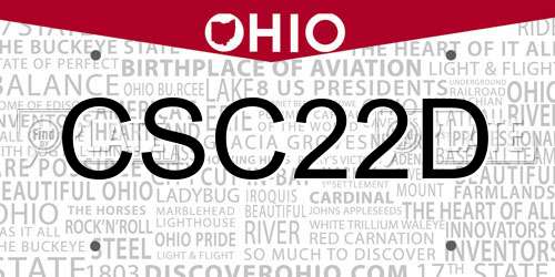 CSC22D Ohio License Plate