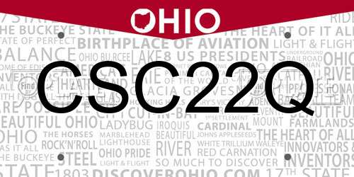 CSC22Q Ohio License Plate