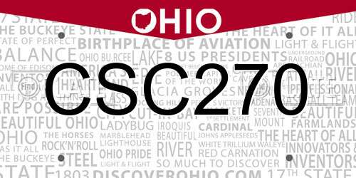 CSC270 Ohio License Plate