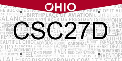 CSC27D Ohio License Plate