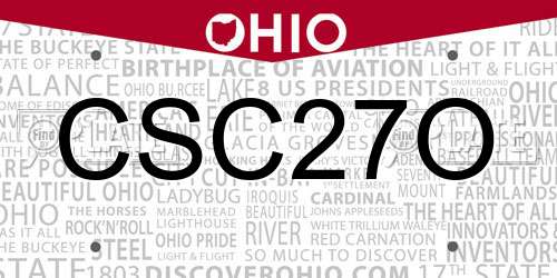 CSC27O Ohio License Plate