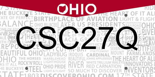 CSC27Q Ohio License Plate