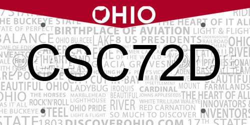 CSC72D Ohio License Plate