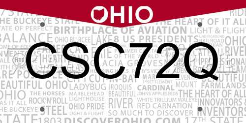 CSC72Q Ohio License Plate