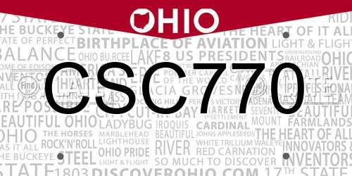 CSC770 Ohio License Plate