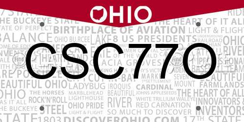 CSC77O Ohio License Plate