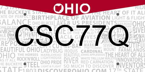 CSC77Q Ohio License Plate