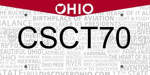 CSCT70 Ohio License Plate