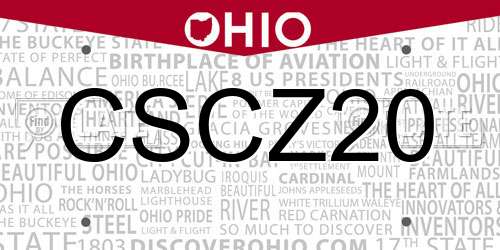 CSCZ20 Ohio License Plate