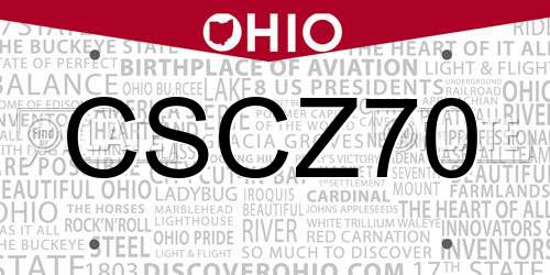 CSCZ70 Ohio License Plate