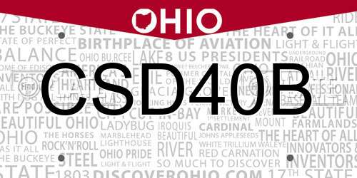 CSD40B Ohio License Plate