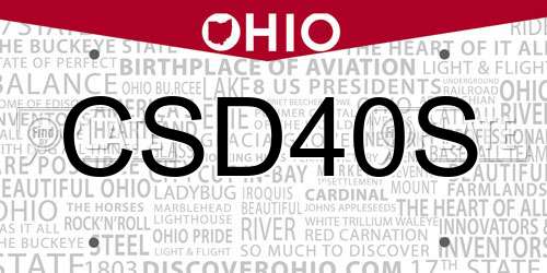 CSD40S Ohio License Plate