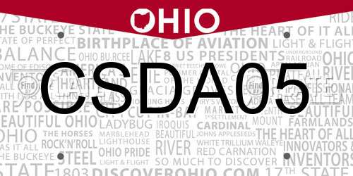 CSDA05 Ohio License Plate