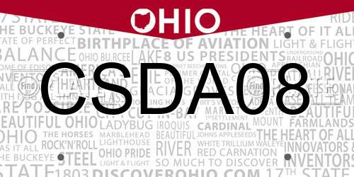CSDA08 Ohio License Plate