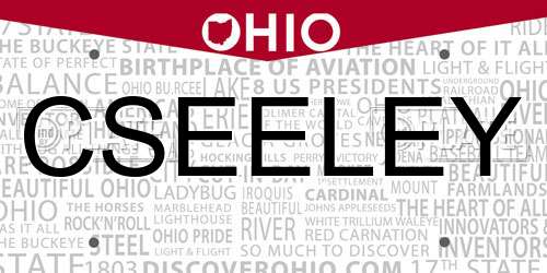 CSEELEY Ohio License Plate