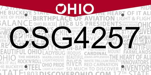 CSG4257 Ohio License Plate
