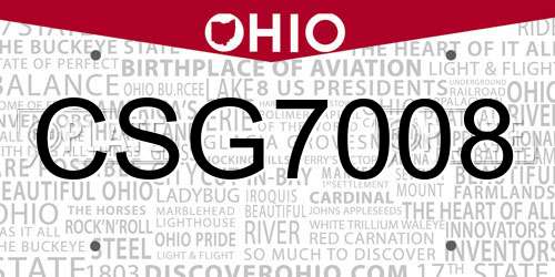 CSG7008 Ohio License Plate