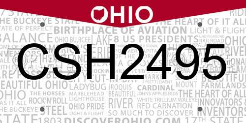 CSH2495 Ohio License Plate