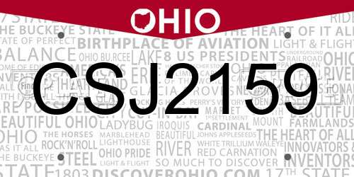 CSJ2159 Ohio License Plate