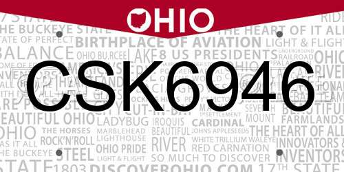 CSK6946 Ohio License Plate
