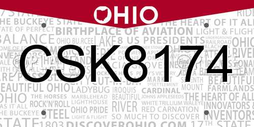CSK8174 Ohio License Plate