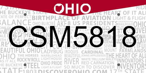 CSM5818 Ohio License Plate
