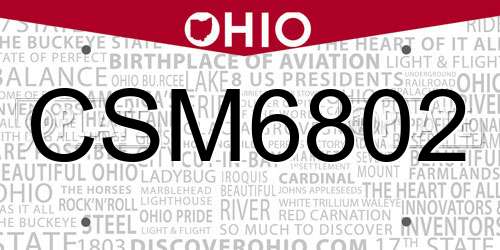 CSM6802 Ohio License Plate