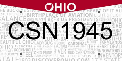 CSN1945 Ohio License Plate