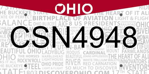 CSN4948 Ohio License Plate