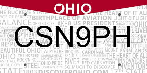 CSN9PH Ohio License Plate