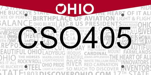 CSO405 Ohio License Plate