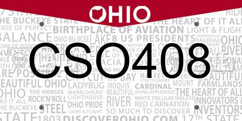 CSO408 Ohio License Plate