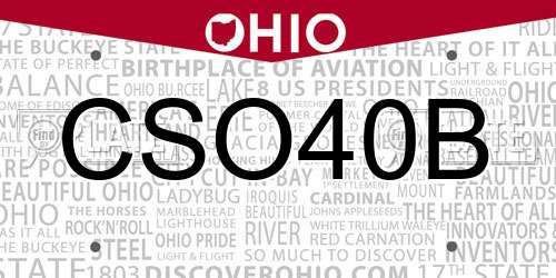 CSO40B Ohio License Plate