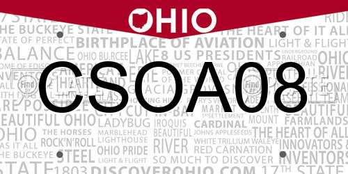 CSOA08 Ohio License Plate