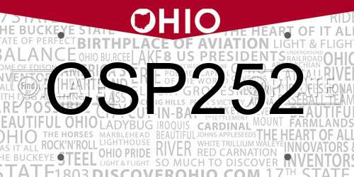 CSP252 Ohio License Plate