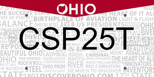 CSP25T Ohio License Plate