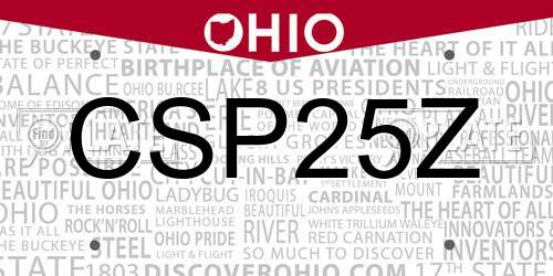 CSP25Z Ohio License Plate