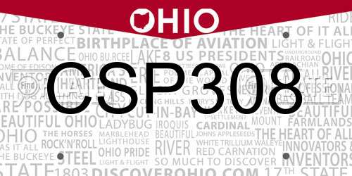 CSP308 Ohio License Plate