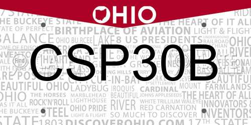 CSP30B Ohio License Plate