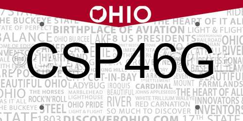 CSP46G Ohio License Plate