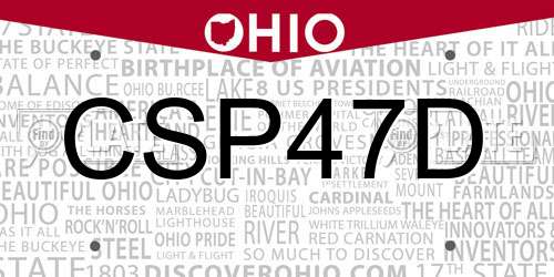 CSP47D Ohio License Plate